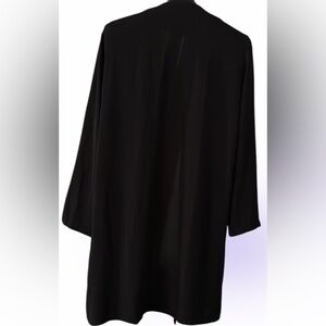 Only black chiffon long open draped  blazer light jacket Sz 38